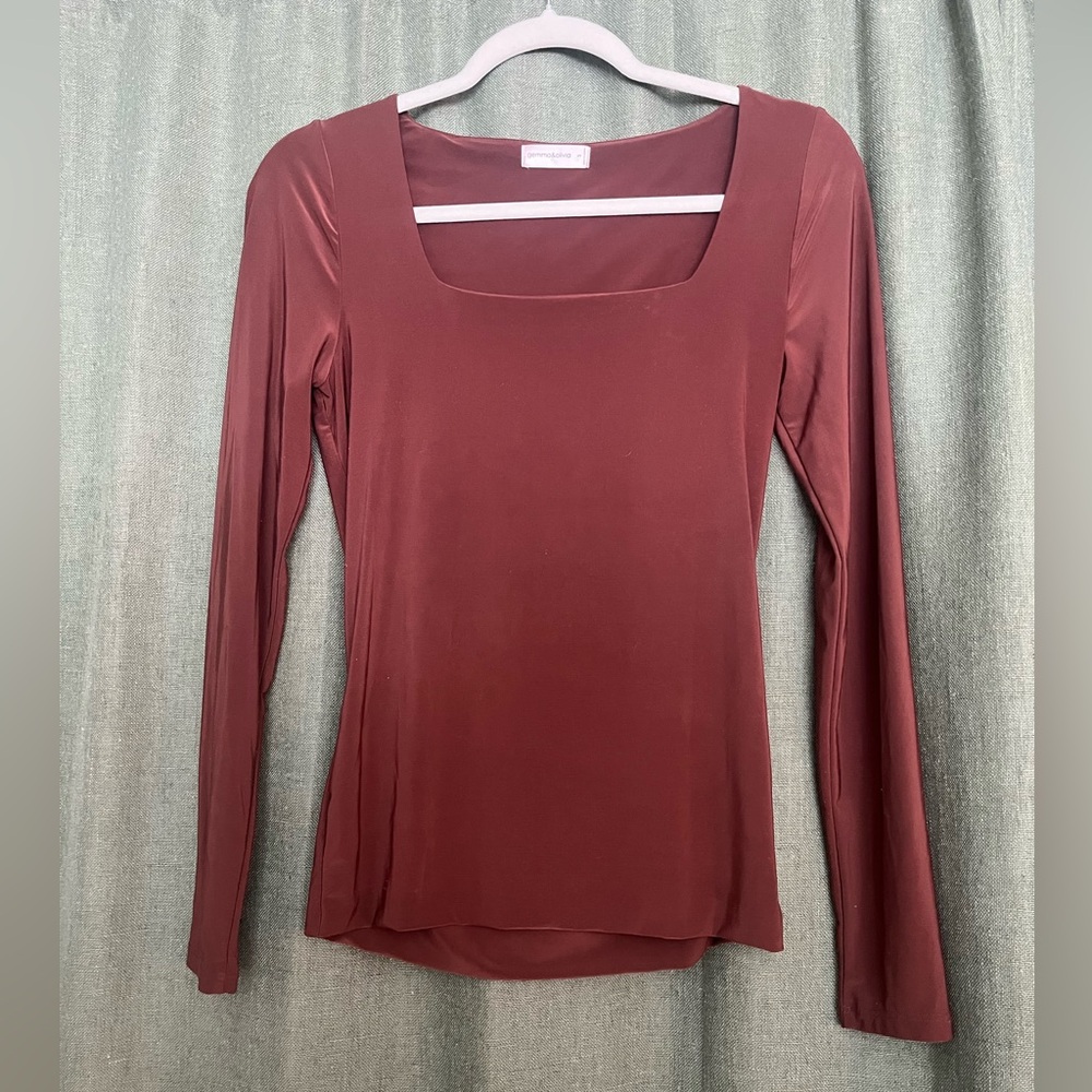 Elegant Burgundy Long Sleeve Top